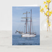 ヨットの誕生日の挨拶状 カード (黄色い花)