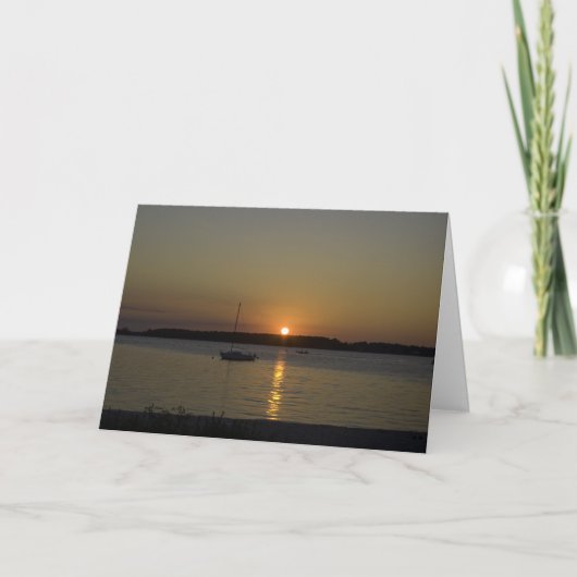 ヨットの速度のボートの日没 カード (正面)