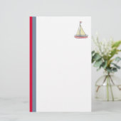 ヨットはとの縞で飾ります 便箋 (スタンド正面)