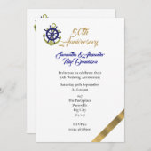 ヨットをテーマにした結婚50周年 招待状 (正面/裏面)