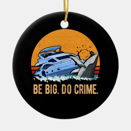 ヨットを攻撃するキラークジラは大人気の犯罪海 セラミックオーナメント (正面)