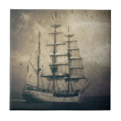 ヨットを航海する航海のな海の海のヴィンテージ タイル (正面)