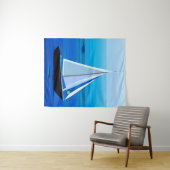 ヨットアンダーセイル、コバルトブルー タペストリー (インサイチュ(横))