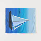 ヨットアンダーセイル、コバルトブルー タペストリー (正面(横))