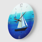 ヨットアンダーセイル、コバルトブルー ラージ壁時計 (傾斜)