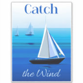 ヨットアンダーセール、風をキャッチ シール (正面)