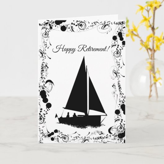 ヨットカスタム退職後のグリーティングカード カード (黄色い花)