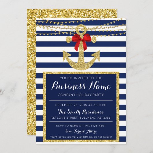 ヨットカンパニー航海のホリデーパーティークリスマス 招待状 (正面/裏面)