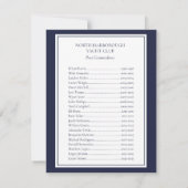 ヨットクラブ航海のネイビーブルーメニュープログラム (裏面)