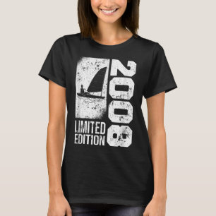 ヨットセイルボートのレトロな2008年誕生日ディンギー Tシャツ