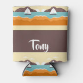 ヨットパターンを持つ熱帯景観 缶クーラー (正面)