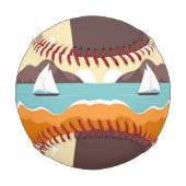 ヨットパターンを持つ熱帯景観 野球ボール (裏面)