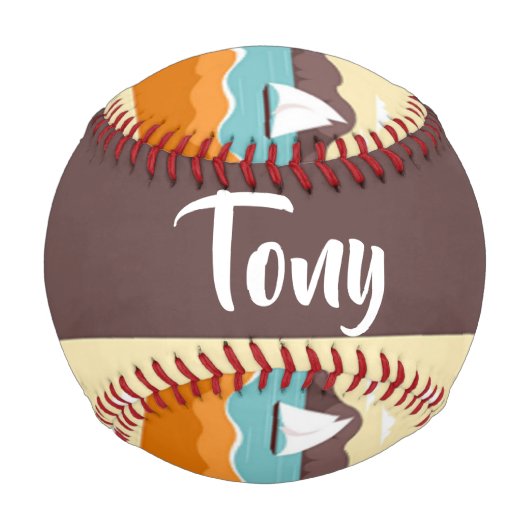 ヨットパターンを持つ熱帯景観 野球ボール (正面)