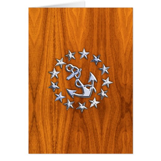 ヨットフラッグサインオンチーク航海のウッドプリント (正面)