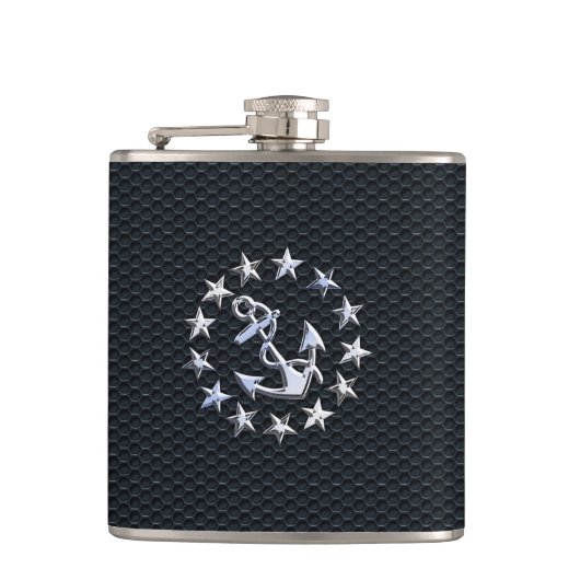 ヨットフラッグ航海のクロムエンサインオングリルプリント フラスク (正面)