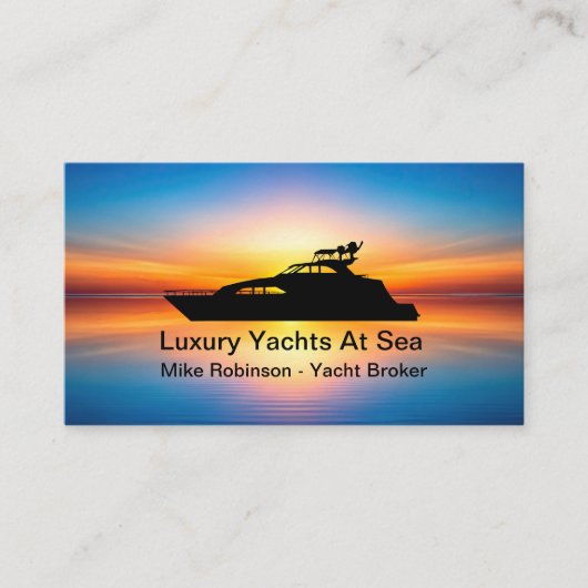 ヨットブローカーとディーラーの名刺サンセット 名刺 (正面)