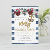 ヨットホリデーパーティク航海のリスマスストライプセス 招待状 (スタンド正面)