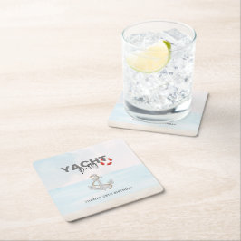 ヨットボートクルーズバースデーパーティー スクエアペーパーコースター