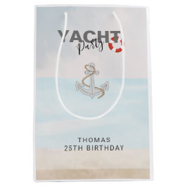 ヨットボートクルーズバースデーパーティー ミディアムペーパーバッグ