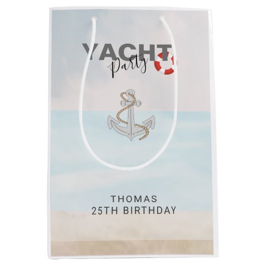 ヨットボートクルーズバースデーパーティー ミディアムペーパーバッグ (正面)