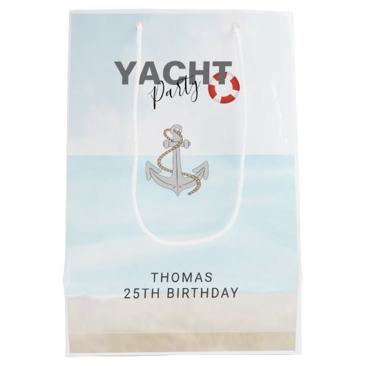 ヨットボートクルーズバースデーパーティー ミディアムペーパーバッグ (裏面)