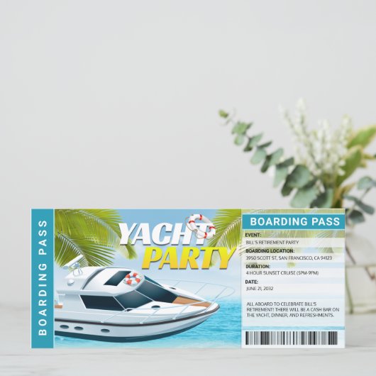 ヨットボートクルーズリタイアメントパーティの招待状 (スタンド正面)