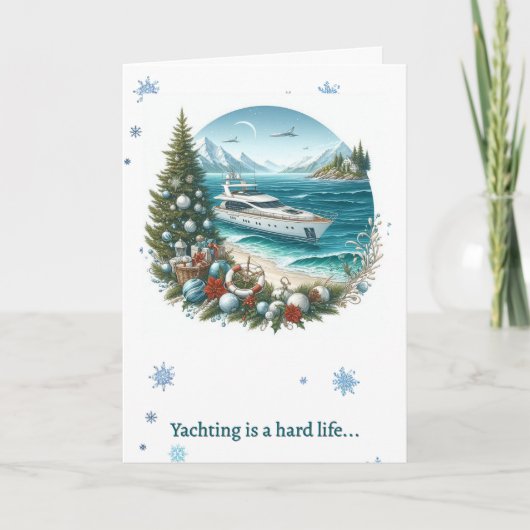 ヨットライフ航海のクリスマスホリデーカード サンキューカード (正面)
