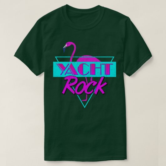 ヨットロックレトロフラミンゴ Tシャツ (デザイン正面)