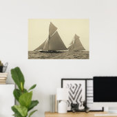 ヨットヴァルキリーIIとアメリカの警戒レース ポスター (ホームオフィス)