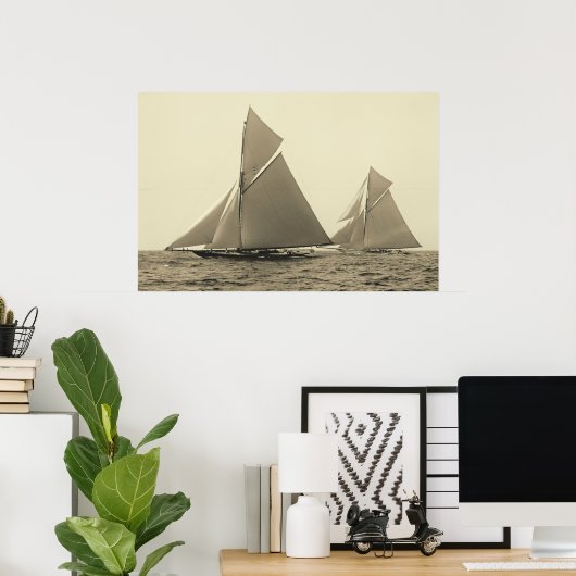 ヨットヴァルキリーIIとアメリカの警戒レース ポスター (ホームオフィス)