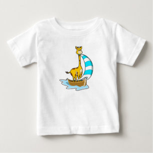 ヨット付きキリン ベビーTシャツ