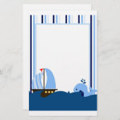 ヨット及びクジラの文房具 便箋 (正面/裏面)