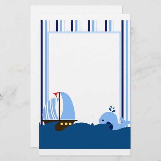 ヨット及びクジラの文房具 便箋 (正面/裏面)