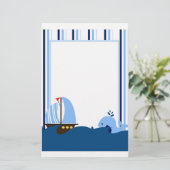ヨット及びクジラの文房具 便箋 (スタンド正面)