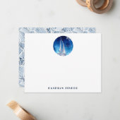 ヨット水彩文房具ノートカード ノートカード (正面/裏面インサイチュ)