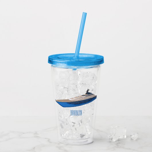 ヨット漫画イラストレーション アクリルタンブラー (アイス裏面)