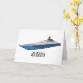 ヨット漫画イラストレーション カード (黄色い花)