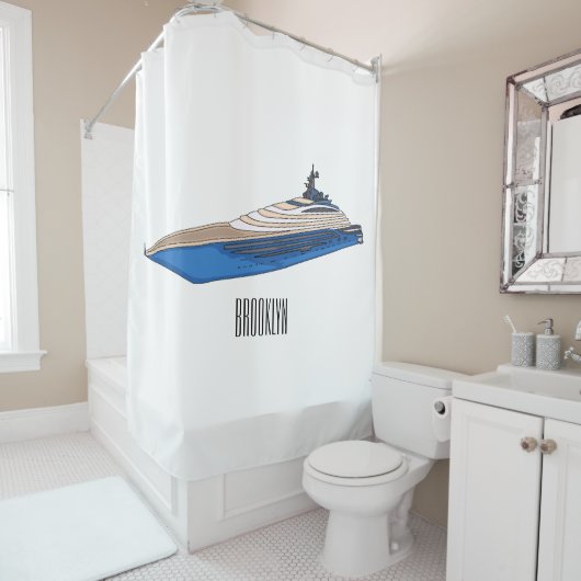 ヨット漫画イラストレーション シャワーカーテン (インサイチュ)