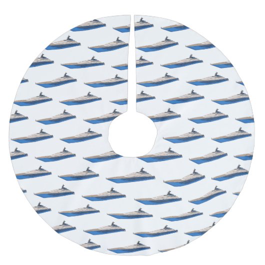 ヨット漫画イラストレーション ブラッシュドポリエステルツリースカート (正面)