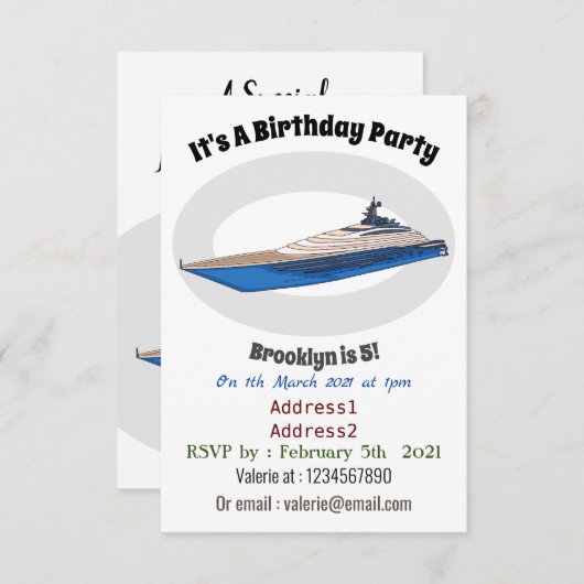 ヨット漫画イラストレーション 招待状 (正面/裏面)