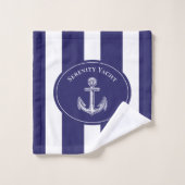 ヨット航海のいかりブルーボート名 バスタオルセット (ウォッシュタオル)