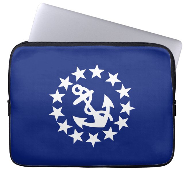ヨット航海の国旗のいかりとスターズオンブルーデコール ラップトップスリーブ (正面)