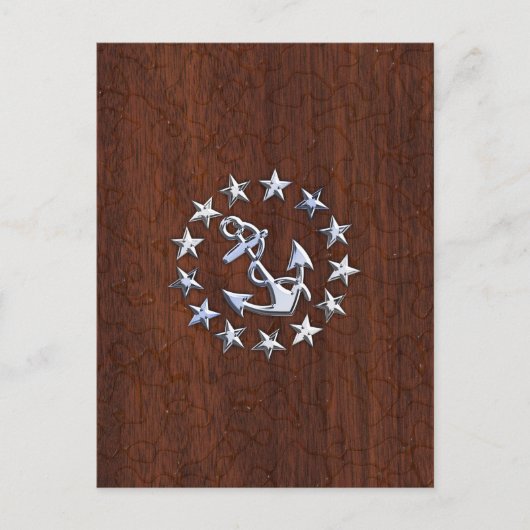 ヨット航海の国旗のいかり星シンボル ポストカード (正面)