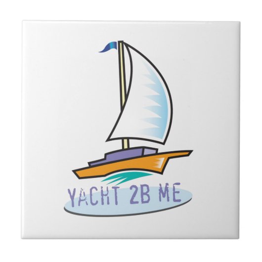 ヨット2B Me™_logoのボートのラベル タイル (正面)