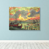 ヨット・オン・ザ・ショア(by Kimon Loghi) キャンバスプリント (インサイチュ (ウッドフロア))