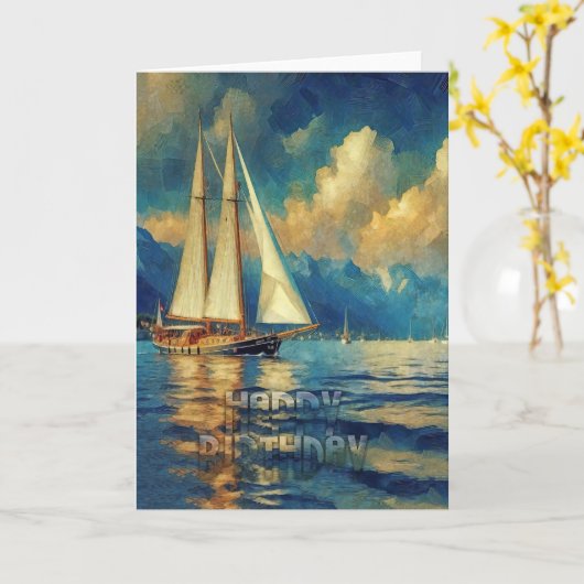 ヨット カード (黄色い花)