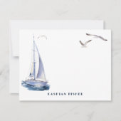 ヨット&シーグルス水彩文房具ノートカード ノートカード (正面)