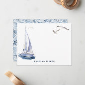 ヨット&シーグルス水彩文房具ノートカード ノートカード (正面/裏面インサイチュ)