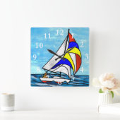 ヨット スクエア壁時計 (ホーム)