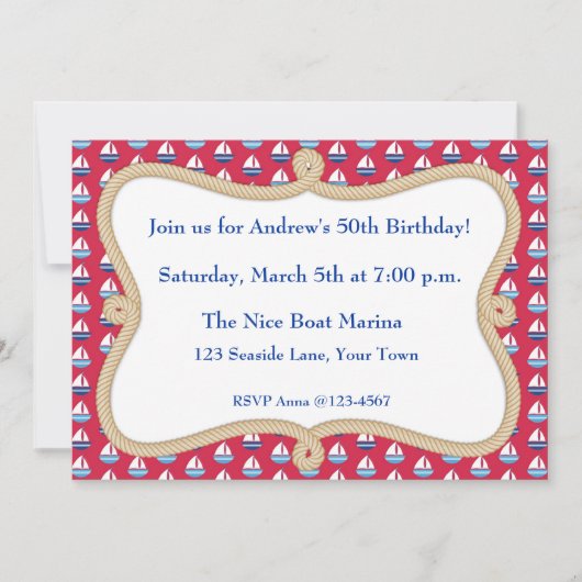 ヨット, ロープフレーム, 海事をテーマにした招待状 招待状 (正面)
